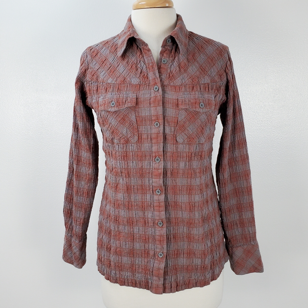 Patagonia Highlands Long Sleeve Stretch Plaid Button-Up Shirt Size 4